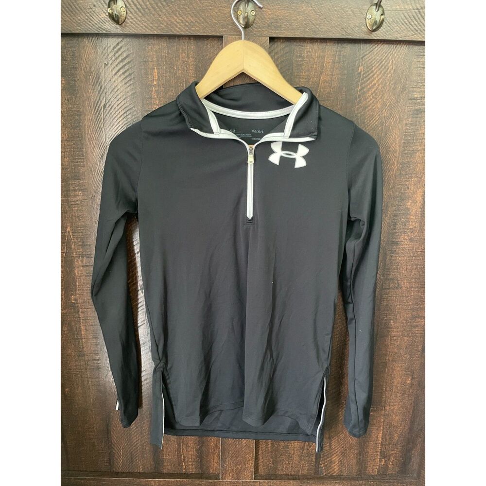 Under Armour Youth HeatGear ¼ Zip Long Sleeve Pullover YLG Black Athletic Shirt